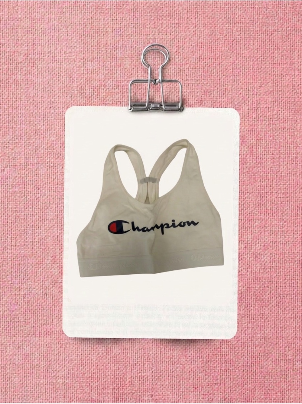 Champion White Racerback Sports Bra with Navy Logo